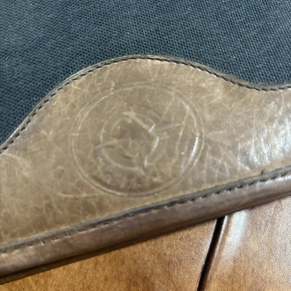 Franklin Quest Pre-Covey Green Line Canvas Brown Leather Trim Planner 7 Ring Zip